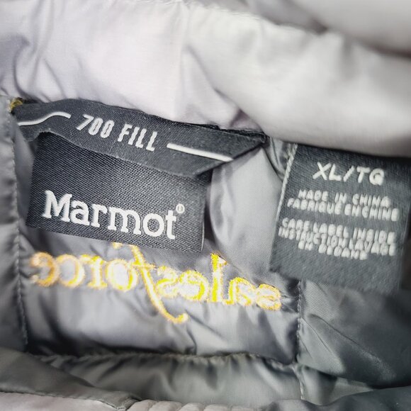 Marmot Men's Gray 700 Down Sleeveless Grid Winter Insulated Puffer Vest Size XL - Picture 5 of 7